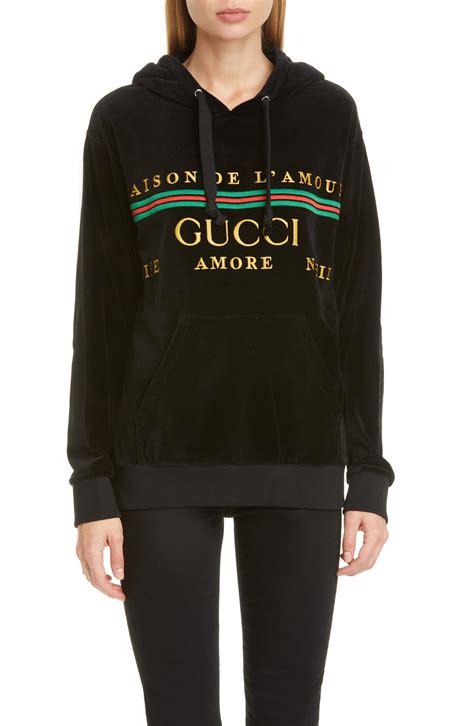 gucci oversize velour hoodie|Women's Gucci Designer Sweatshirts & Hoodies .